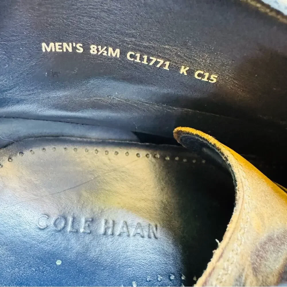 MENS COLE HAAN Cognac Brown Leather Chukka Blue Ankle Boots Lace Up Shoes 8.5